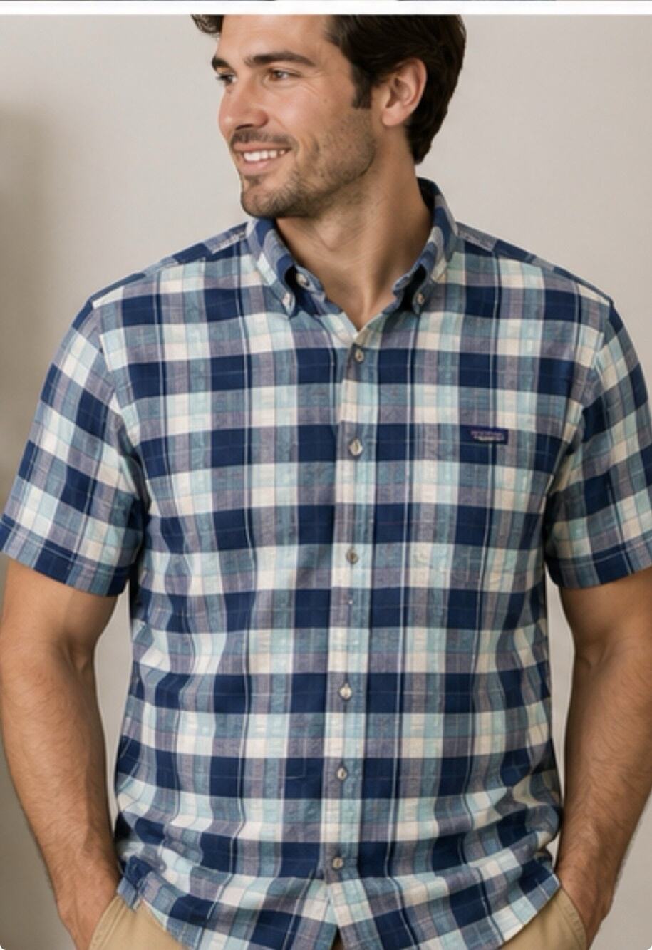 Patagonia Plaid Button Up Shirt Men’s XL Blue Organic Cotton Long Sleeve